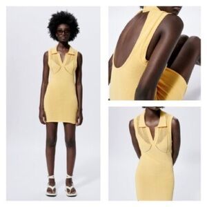 NWT ZARA perforated knit yellow dress